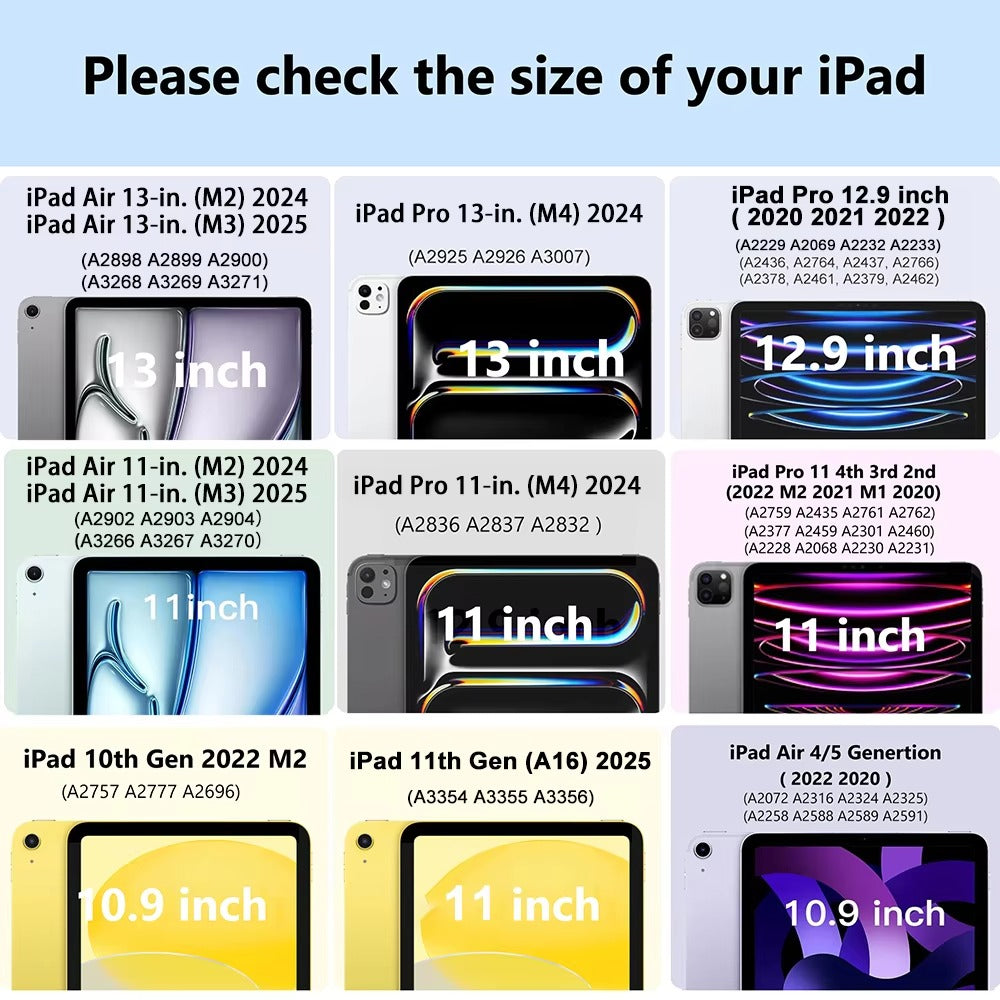 Premium iPad Case with Pencil Holder – Magnetic Protective Cover with Auto Sleep Fits 10.2", 11", 12.9", and 13" Tablet Sizes