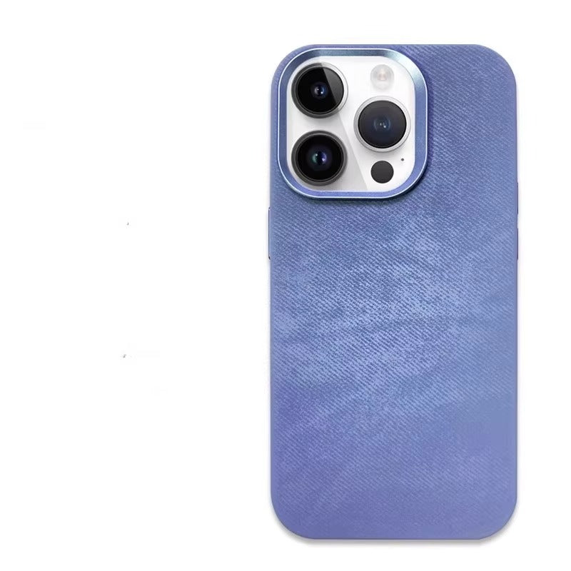 Premium-Hülle für Apple iPhone, MagSafe-kompatibel, Kameraobjektiv- und Bildschirmschutz, ultradünne, stoßfeste, magnetische Rundum-Schutzhülle mit Rückseite aus Faserleder