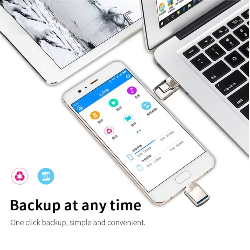 High-Speed USB 3.1 Type-C Flash Drive – Portable U Disk for Phone, Tablet, Computer, 128GB, 256GB, 512GB, 1TB, 2TB Storage, File Transfer, Backup Drive
