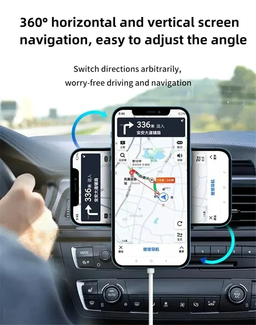 Premium 30W Magnetic Wireless Car Charger – Fast Charging Phone Mount for Air Vent, MagSafe Compatible, Auto-Align, 360° Adjustable Holder