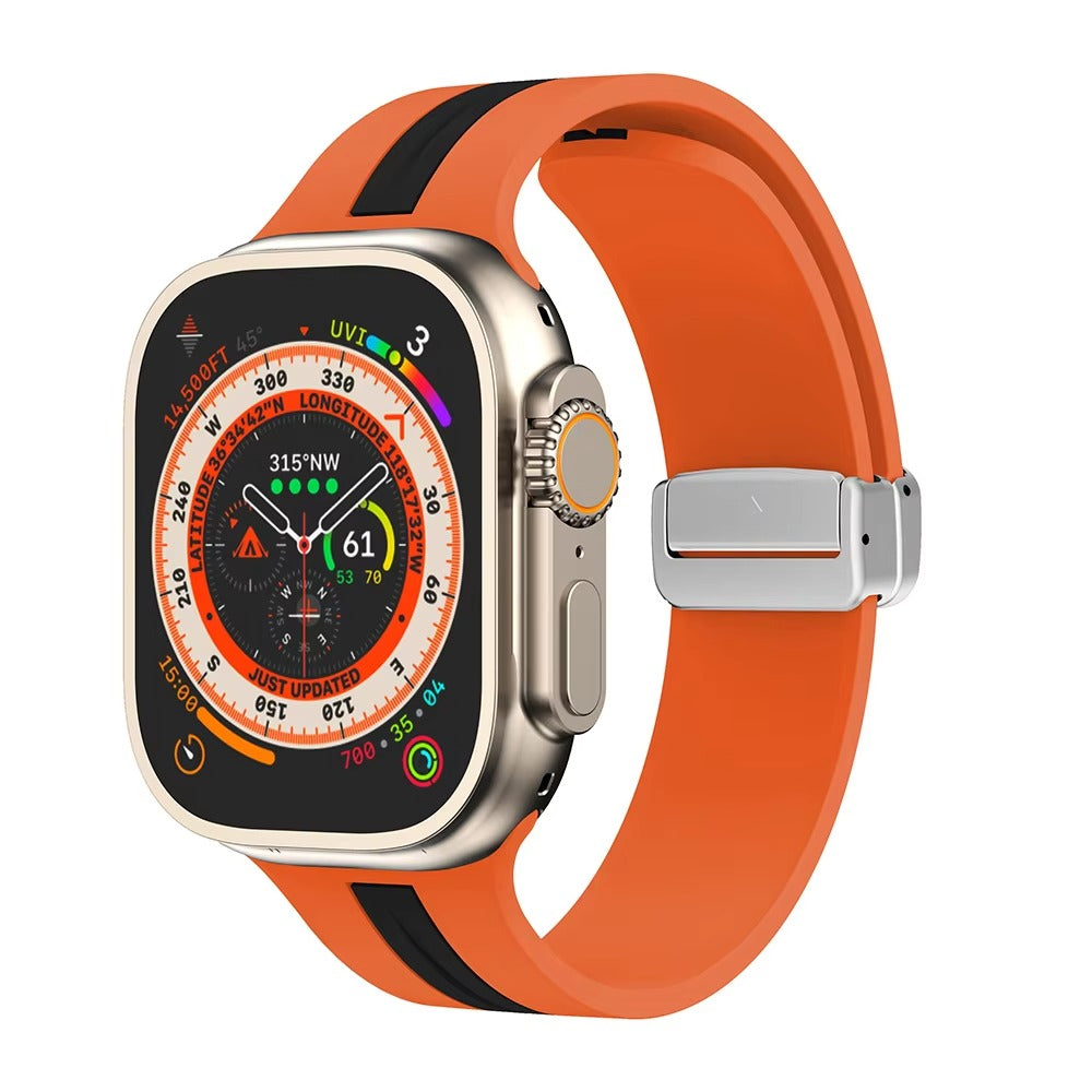 Magnetic Silicone Smartwatch Strap – Breathable Replacement Band with Snap Closure, Compatible with 38mm to 49mm Watches