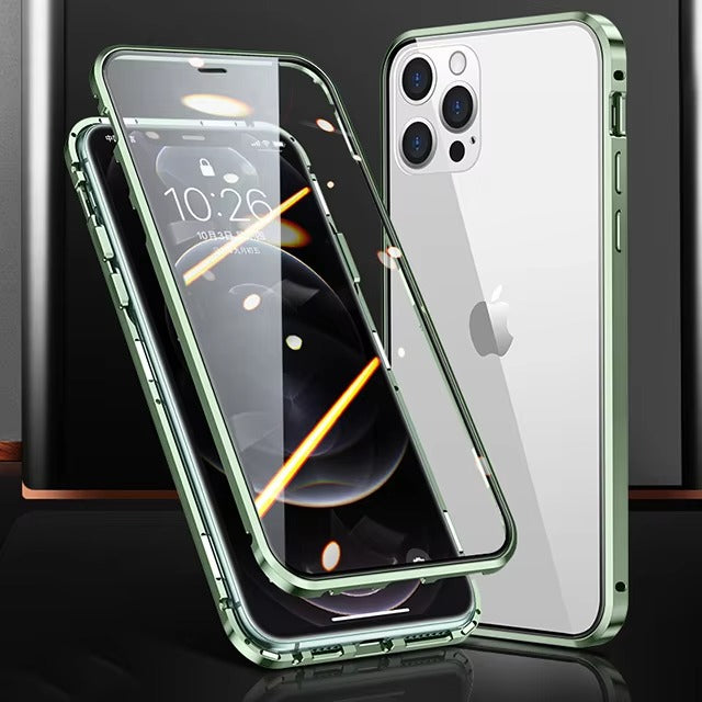 Premium Apple iPhone Case MagSafe Compatible, Camera Lens & Screen  Protection Cover with Double Glass Snap Lock