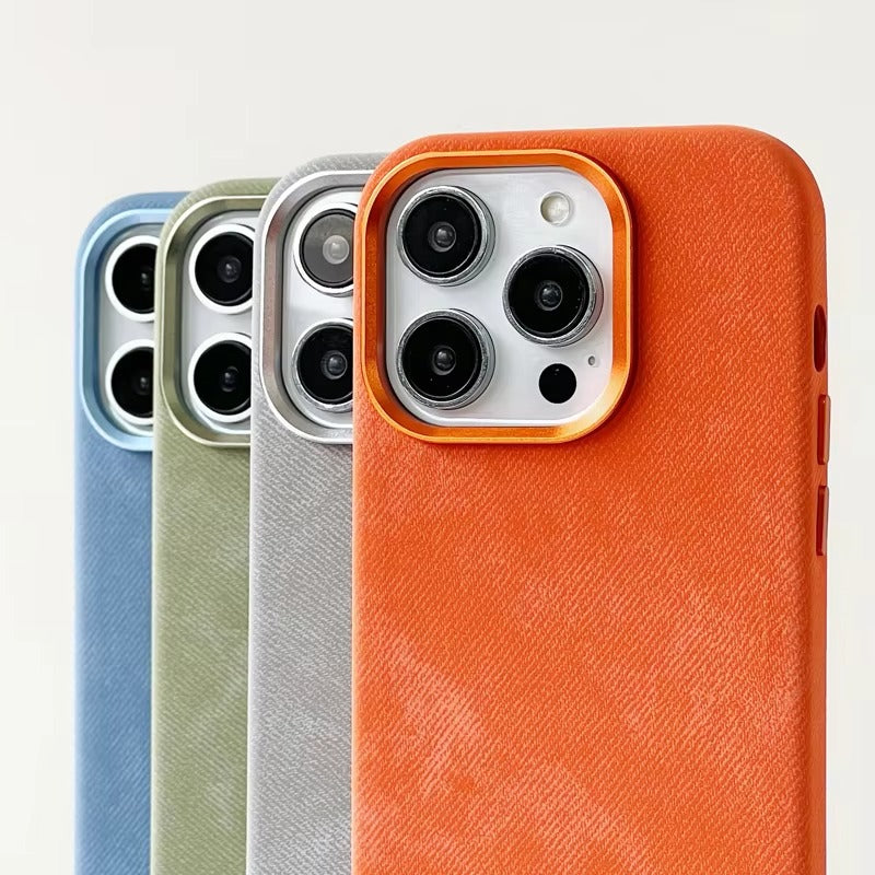 Premium-Hülle für Apple iPhone, MagSafe-kompatibel, Kameraobjektiv- und Bildschirmschutz, ultradünne, stoßfeste, magnetische Rundum-Schutzhülle mit Rückseite aus Faserleder