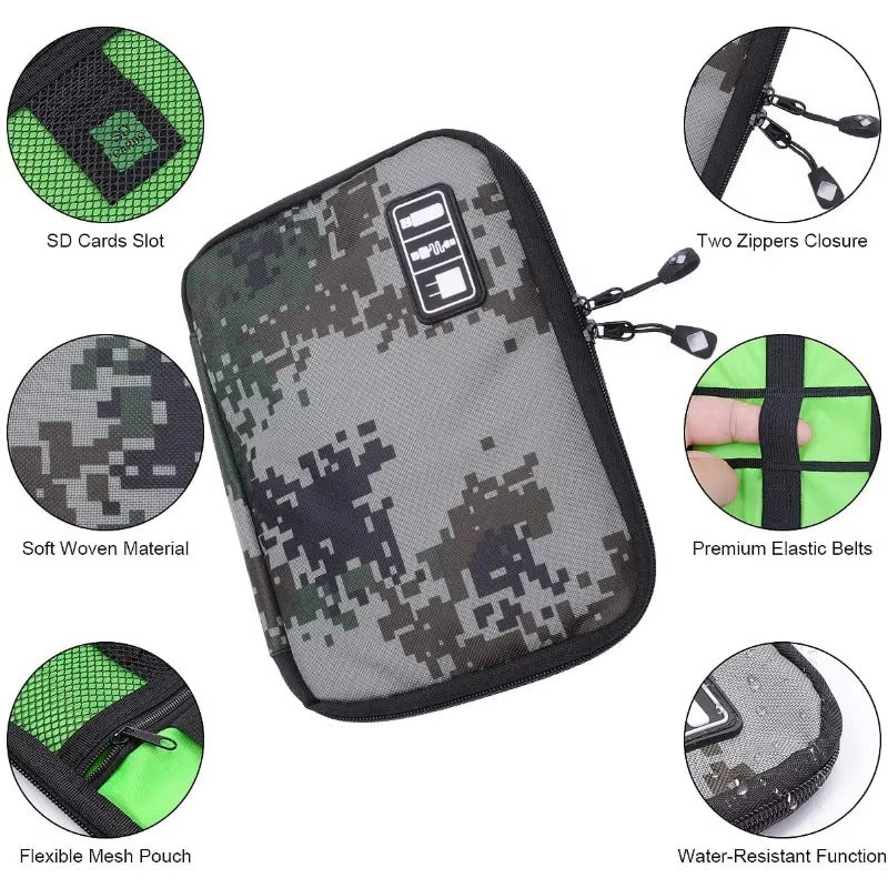 Premium Waterproof Travel Organizer Bag for Laptop Accessories – Compact Storage Case for External Hard Drive, Chargers, Cables, Headphones, SD Cards, U-Disk, Power Bank