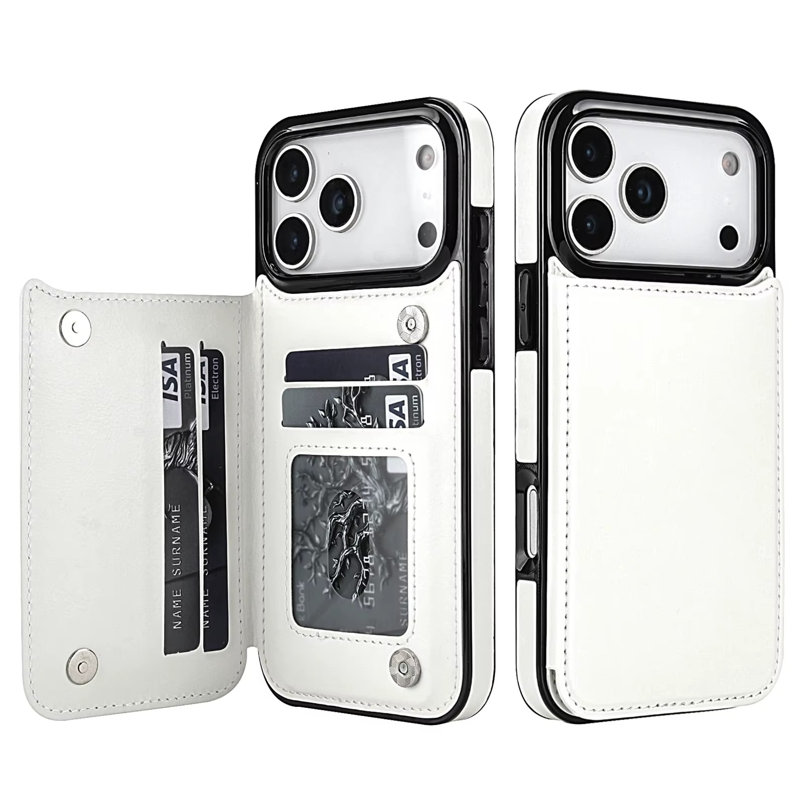 Premium Wallet iPhone Case – Magnetic Flip Cover with Card Holder, Faux Leather Kickstand, Shockproof Protection and Full Camera Lens Guard