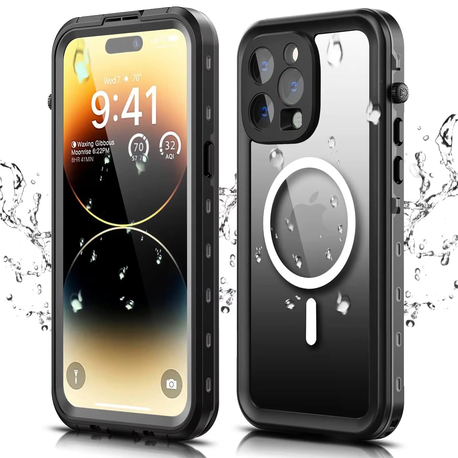 Premium Apple iPhone Case MagSafe Compatible, Camera Lens & Screen Protection, Ultra Thin Shockproof Magnetic Full All Around Protection Cover with IP68 Waterproof Diving Shell