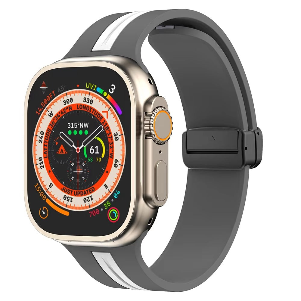 Magnetic Silicone Smartwatch Strap – Breathable Replacement Band with Snap Closure, Compatible with 38mm to 49mm Watches