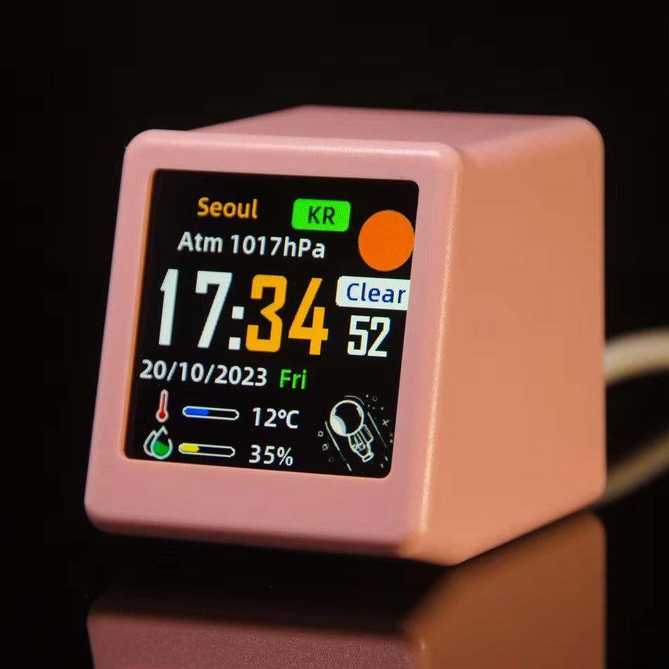Premium Creative Smart WiFi Desktop Clock for iPhone –Mini Weather Display with Cute Animations, Electronic Photo Frame