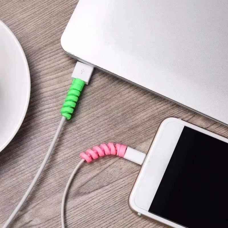 High Quality Cable Protector, 1/12pcs Universal Silicone Spiral Winder – Wire Organizer Cover for iPhone, USB Charger, Data 
