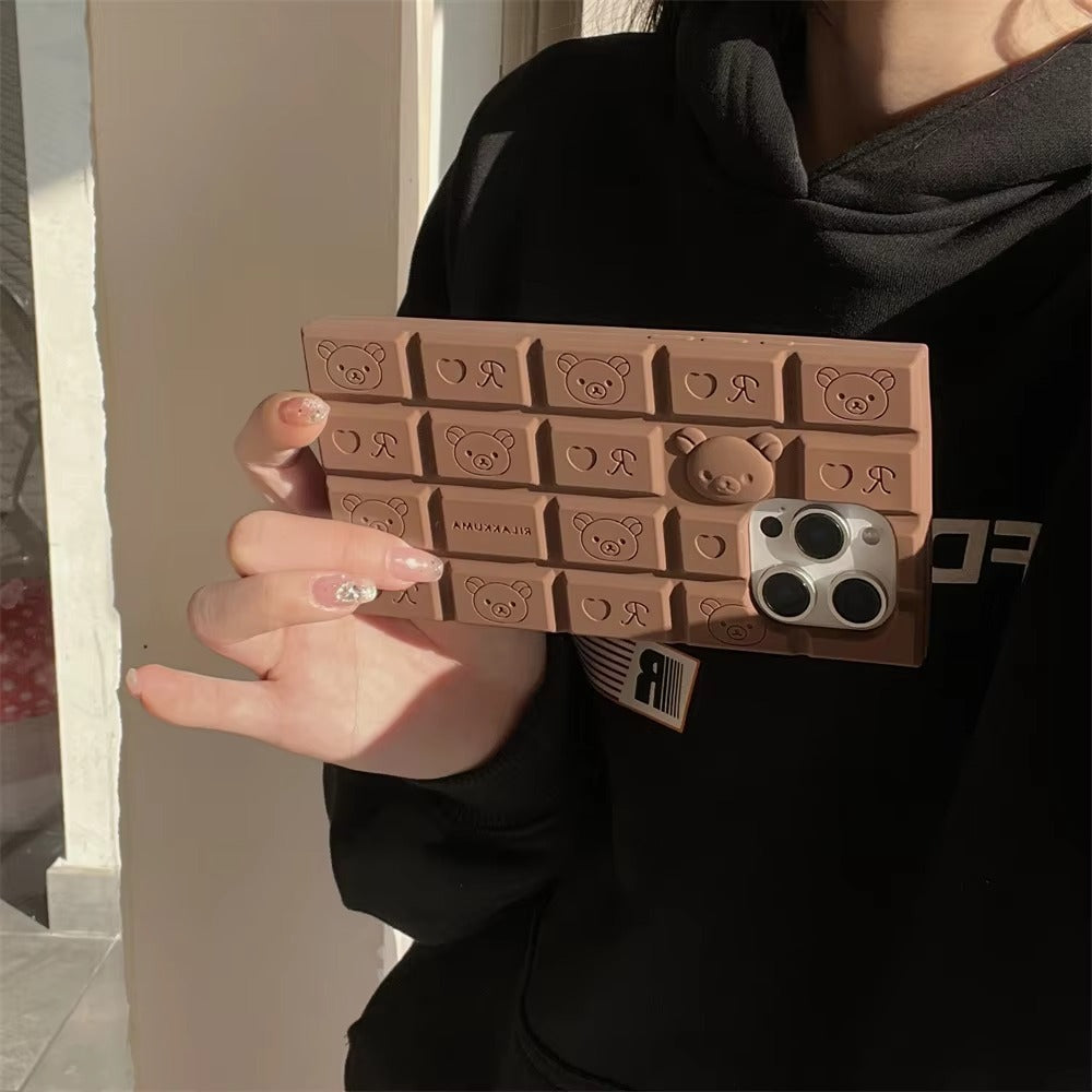 Premium Apple iPhone Case, MagSafe Compatible, Camera Lens and Screen Protection, Ultra Thin, Shockproof, Magnetic, Full All Around Protection, 3D Bear Chocolate Cover