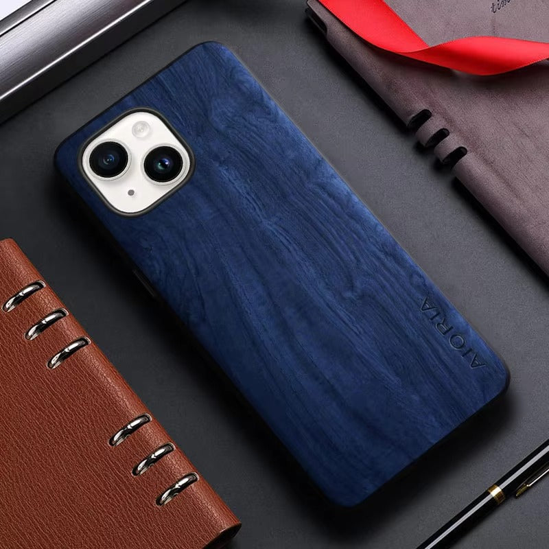 Luxury Apple iPhone Case, MagSafe Compatible, Camera Lens and Screen Protection, Ultra Thin, Shockproof, Magnetic, Full All Around Protection, Bamboo Leather Cover