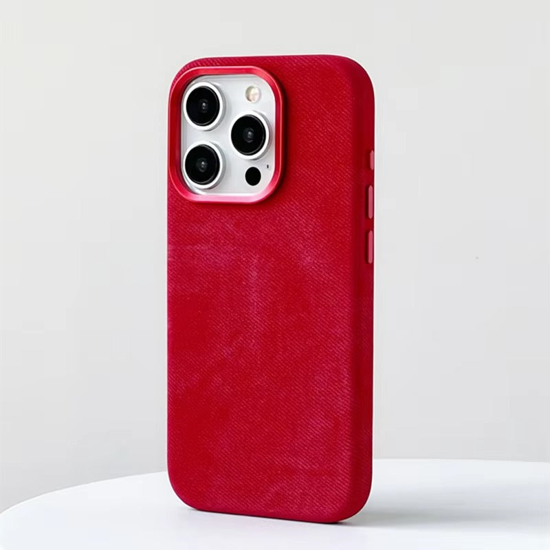 Premium-Hülle für Apple iPhone, MagSafe-kompatibel, Kameraobjektiv- und Bildschirmschutz, ultradünne, stoßfeste, magnetische Rundum-Schutzhülle mit Rückseite aus Faserleder
