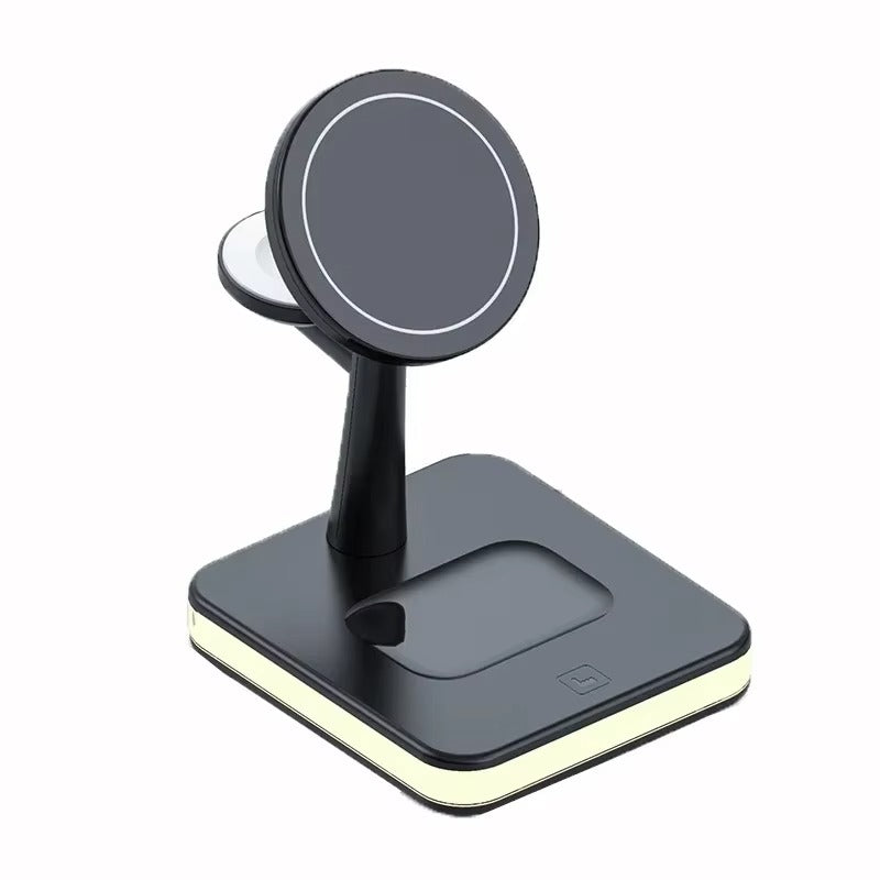 Premium 4 in 1 Magnetic Wireless Charging Station – 30W Fast Charger Stand with LED Lamp, Cooling Fan, USB Output for Phones, AirPods and Apple Watch