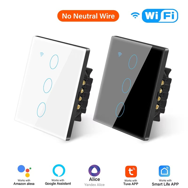 High Quality Smart WiFi Light Switch for iPhone, No Neutral Wire Required, Touch Sensor Wall Switch with App Control 