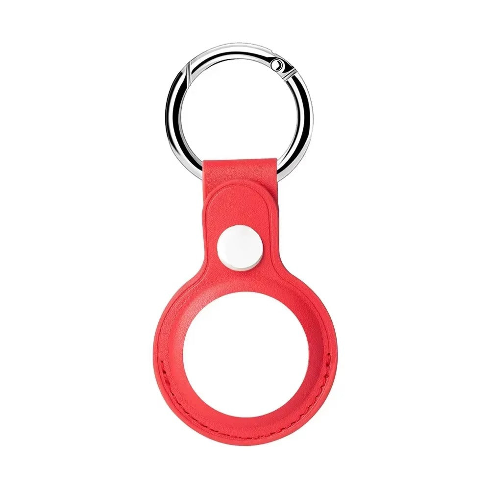Luxury Leather AirTag Keychain Holder – Anti-Scratch Pet Tracker Cover, Secure Snap Button, Stylish Protective Case for iOS, Key Ring Included