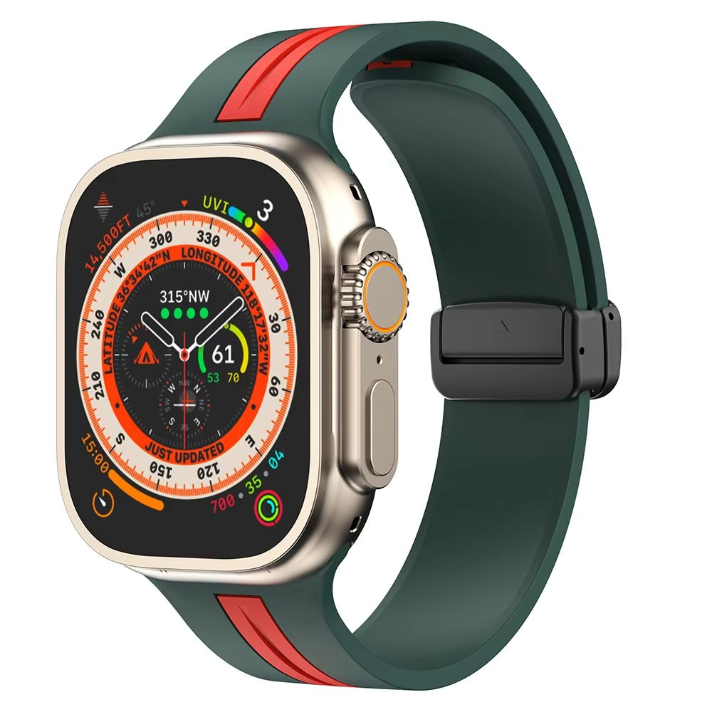 Magnetic Silicone Smartwatch Strap – Breathable Replacement Band with Snap Closure, Compatible with 38mm to 49mm Watches