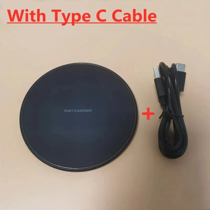 Premium 30W Wireless Charging Pad – Fast Induction Charger with Type C Connector, LED Indicator, Compatible with Apple iPhone, AirPods, iOS & Android Devices