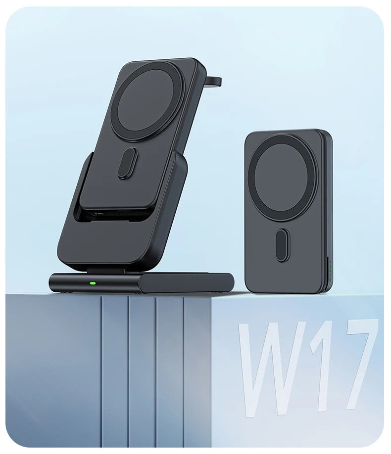 Hochwertige magnetische kabellose 3-in-1-Ladestation und tragbare Powerbank – Schnellladegerät für iPhone, Apple Watch und AirPods mit abnehmbarem Design 