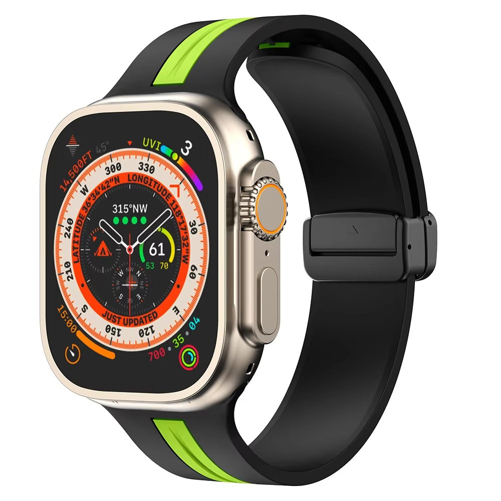 Magnetic Silicone Smartwatch Strap – Breathable Replacement Band with Snap Closure, Compatible with 38mm to 49mm Watches