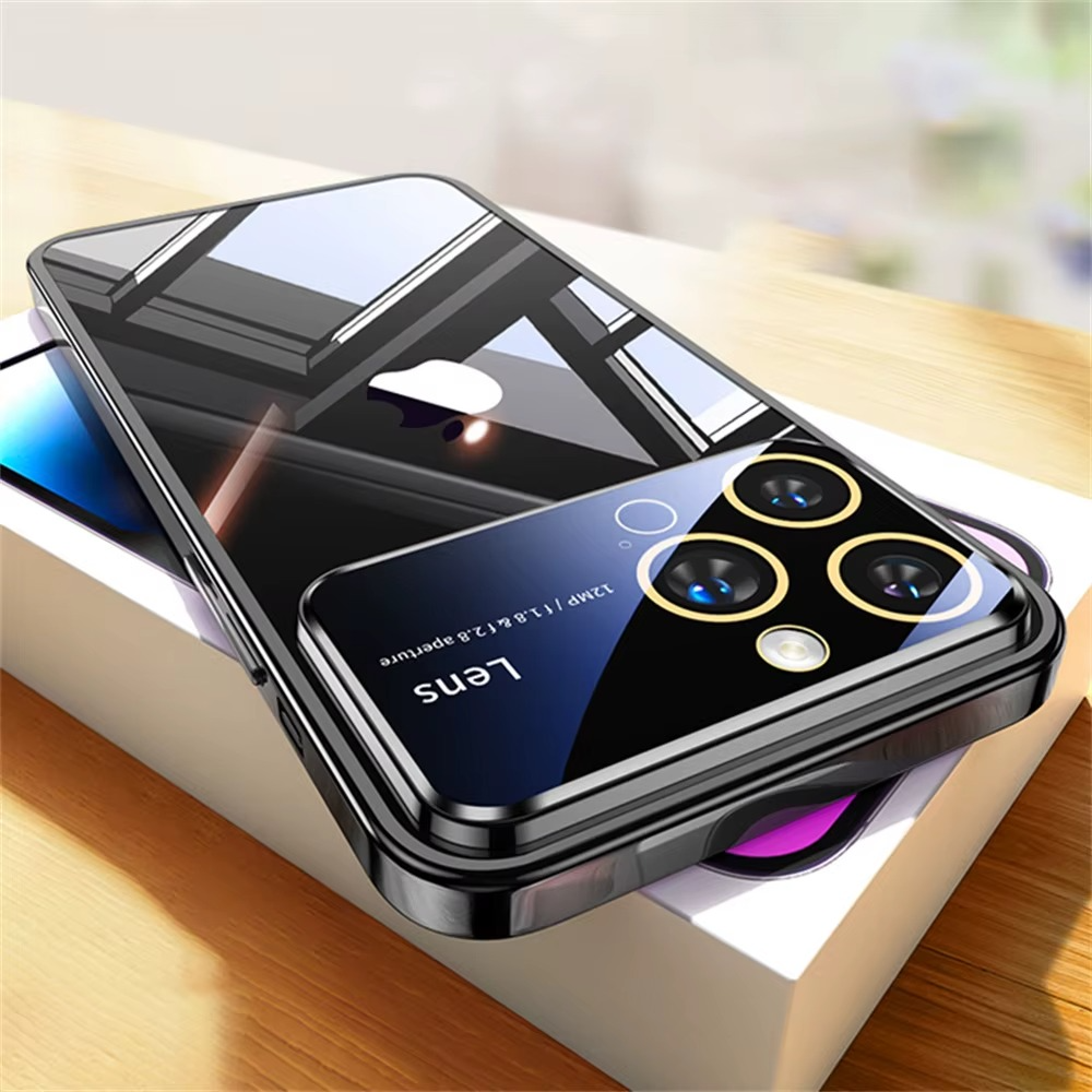 Luxury Ultra-Thin iPhone Case - Clear Transparent Hard PC Cover, MagSafe Compatible, Camera Protection, Shockproof Silicone Bumper for Full Coverage