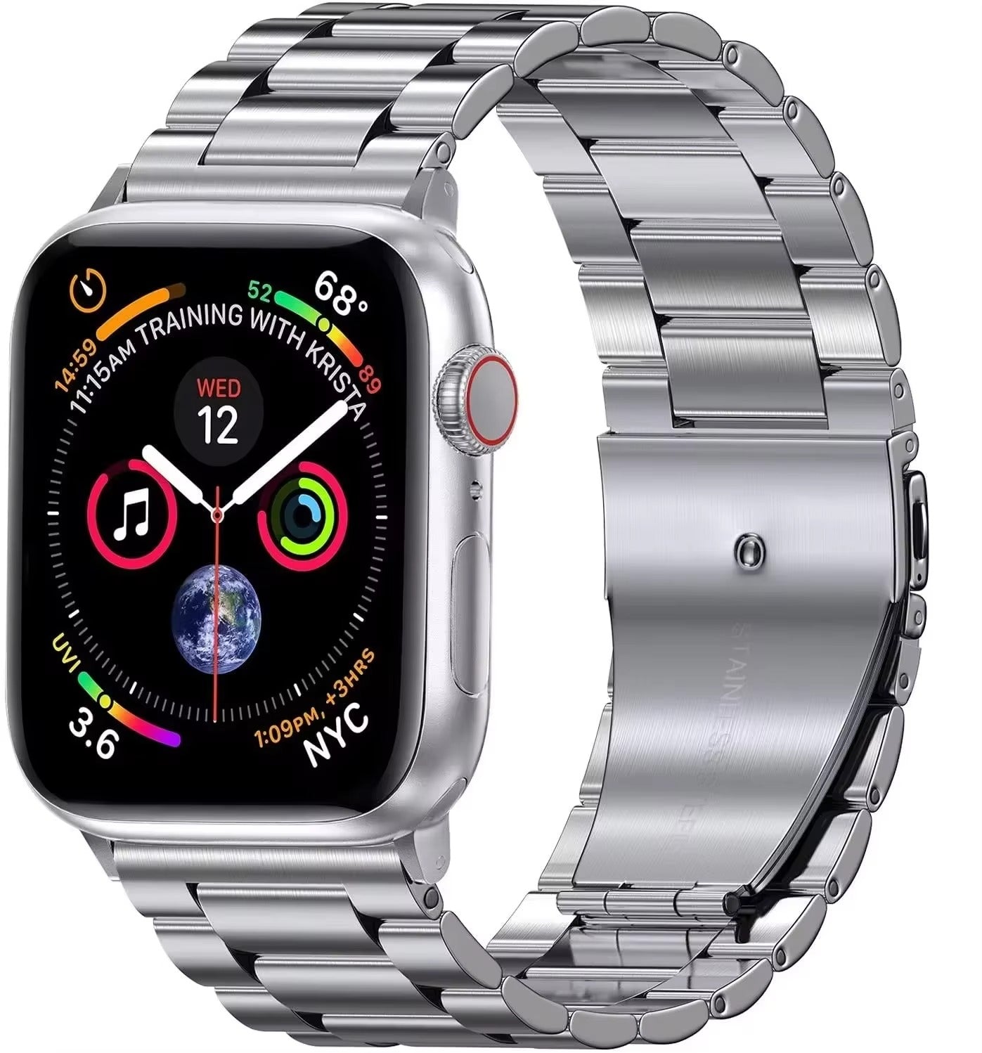 Luxury Stainless Steel Watch Band – Adjustable Metal Strap Bracelet with Secure Clasp for 40mm to 49mm Smartwatch, Durable 