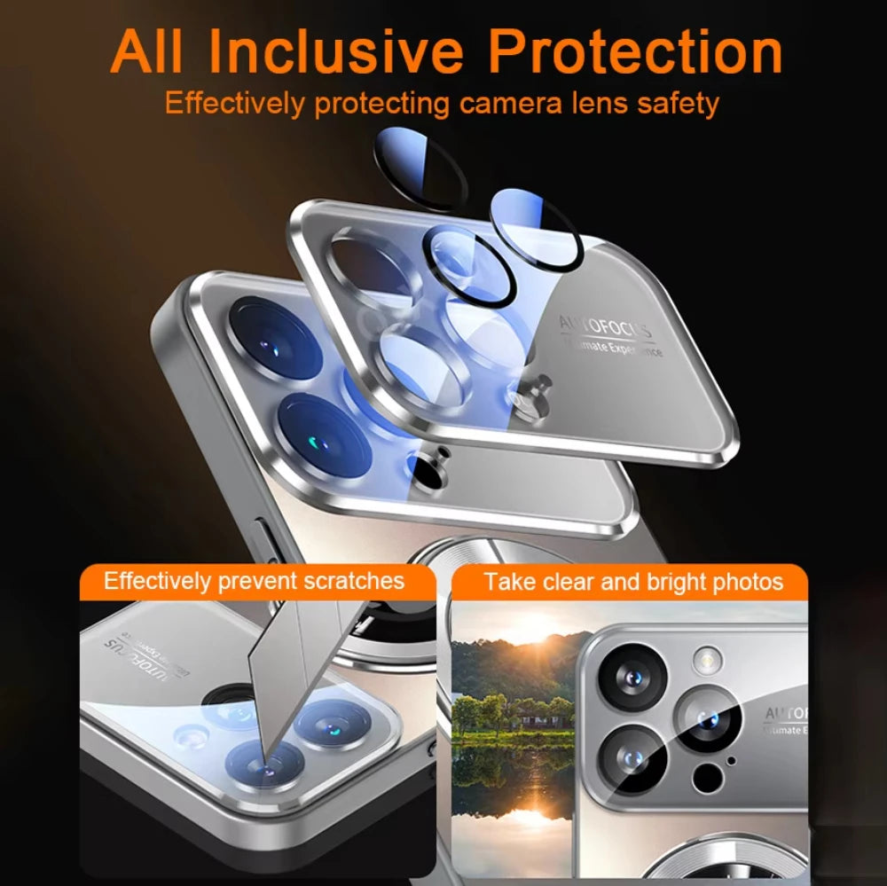 Luxury iPhone Case MagSafe Compatible Magnetic Shockproof Cover with Camera Lens Protection Ultra Thin Full Protection Metallic Matte PC TPU Protective Back