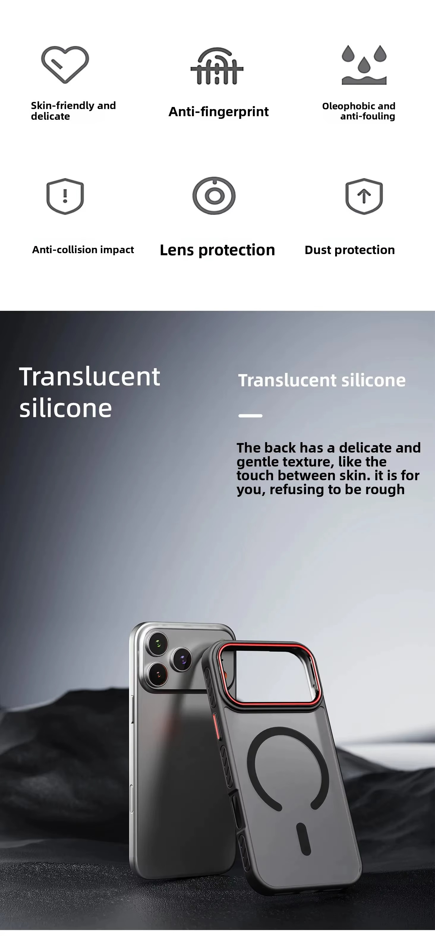 Luxury Transparent Matte iPhone Case – MagSafe Compatible Magnetic Protective Cover with Shockproof Frame and Raised Camera Lens Protector