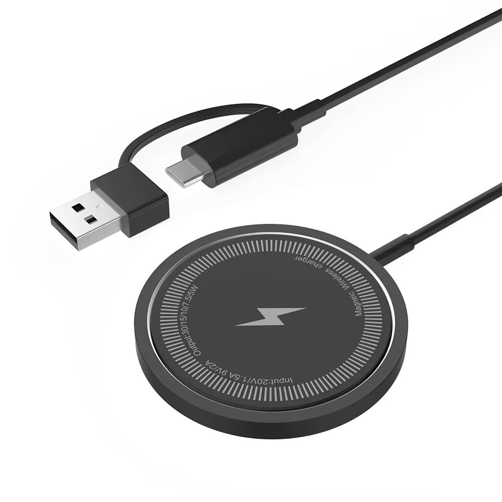 Premium Magnetic Wireless Charger Pad 30W Fast Charging – USB-C & USB-A Dual Input, Strong Magnetic Hold, Case-Friendly, Ultra-Thin Design for Phones