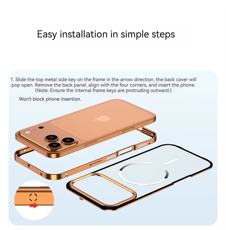 Premium Aluminum Alloy Frame iPhone Case – MagSafe Compatible Magnetic Protective Cover with Frosted Matte Back and Raised Camera Lens Guard