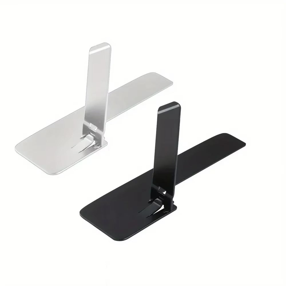 Premium Ultra-Thin Phone Holder Stand – 2PC Invisible Foldable Bracket, 0.6mm Stainless Steel Grip Mount, Dual-Angle Desktop Support for Smartphones