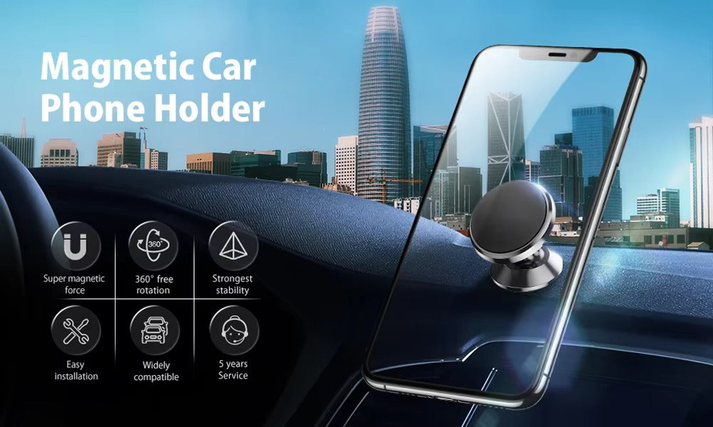 Premium, Magnetic Car Phone Holder – Strong Magnet Mount, Dashboard or Vent Stand, GPS Support for Apple iPhone