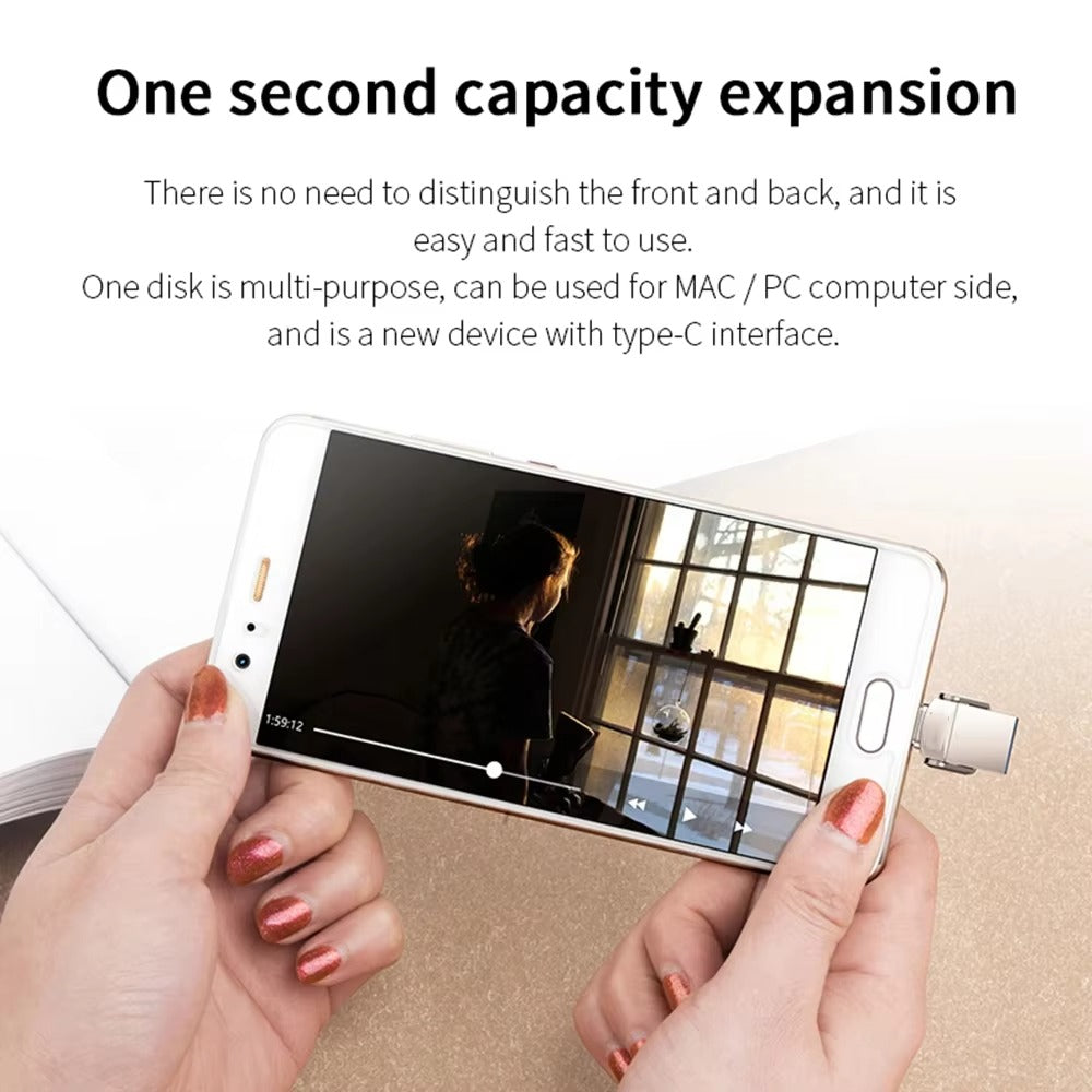 High-Speed USB 3.1 Type-C Flash Drive – Portable U Disk for Phone, Tablet, Computer, 128GB, 256GB, 512GB, 1TB, 2TB Storage, File Transfer, Backup Drive