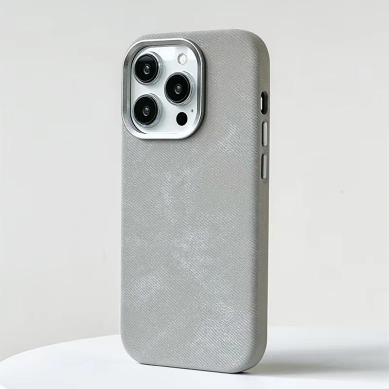Premium-Hülle für Apple iPhone, MagSafe-kompatibel, Kameraobjektiv- und Bildschirmschutz, ultradünne, stoßfeste, magnetische Rundum-Schutzhülle mit Rückseite aus Faserleder