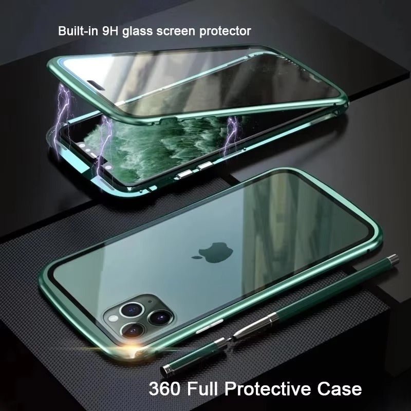 Premium Apple iPhone Case MagSafe Compatible, Camera Lens & Screen  Protection Cover with Double Glass Snap Lock