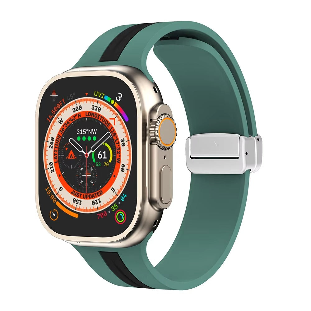 Magnetic Silicone Smartwatch Strap – Breathable Replacement Band with Snap Closure, Compatible with 38mm to 49mm Watches