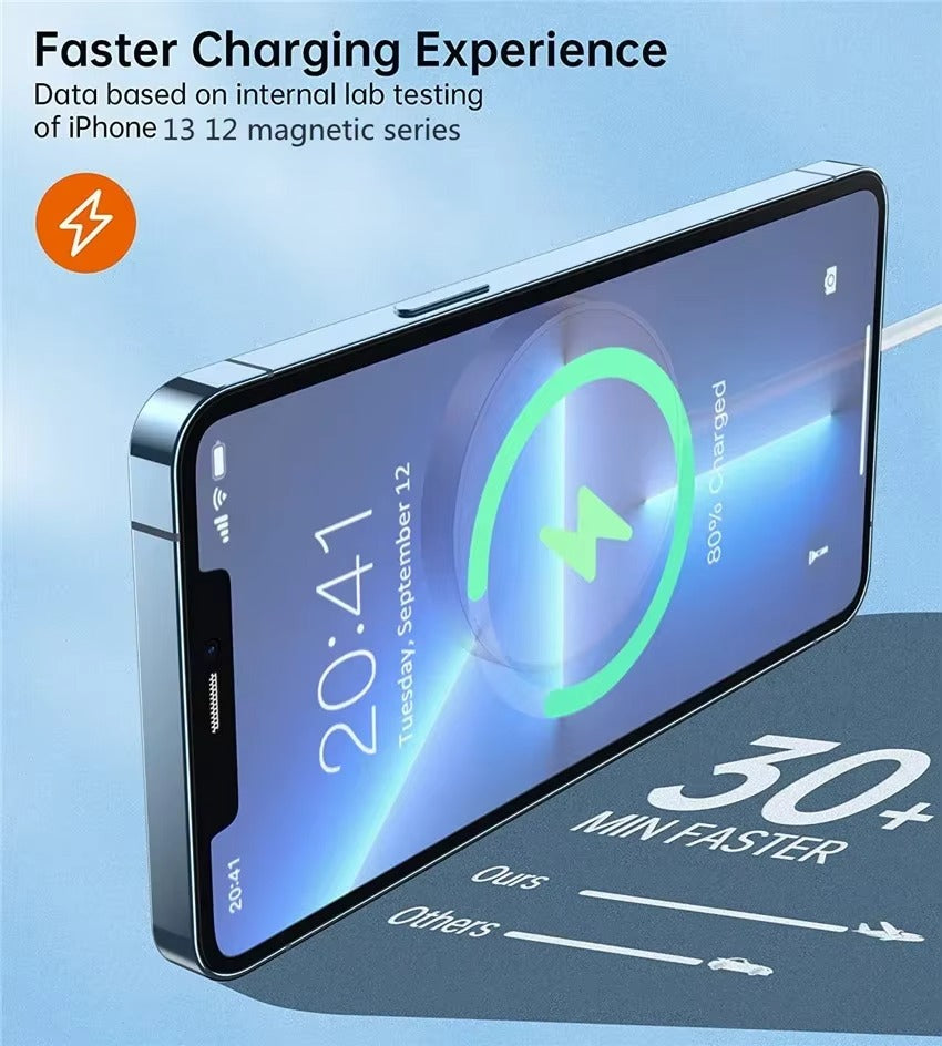 Premium Magnetic Wireless Charger Pad 30W Fast Charging – USB-C & USB-A Dual Input, Strong Magnetic Hold, Case-Friendly, Ultra-Thin Design for Phones