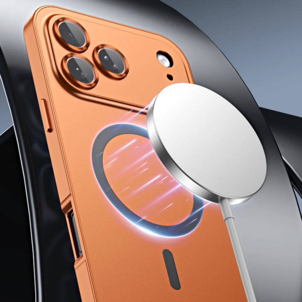 Premium iPhone Case MagSafe Compatible Magnetic Shockproof Cover with Camera Lens Protection Ultra Thin Full Protection Aluminum Metal Frame PC Back