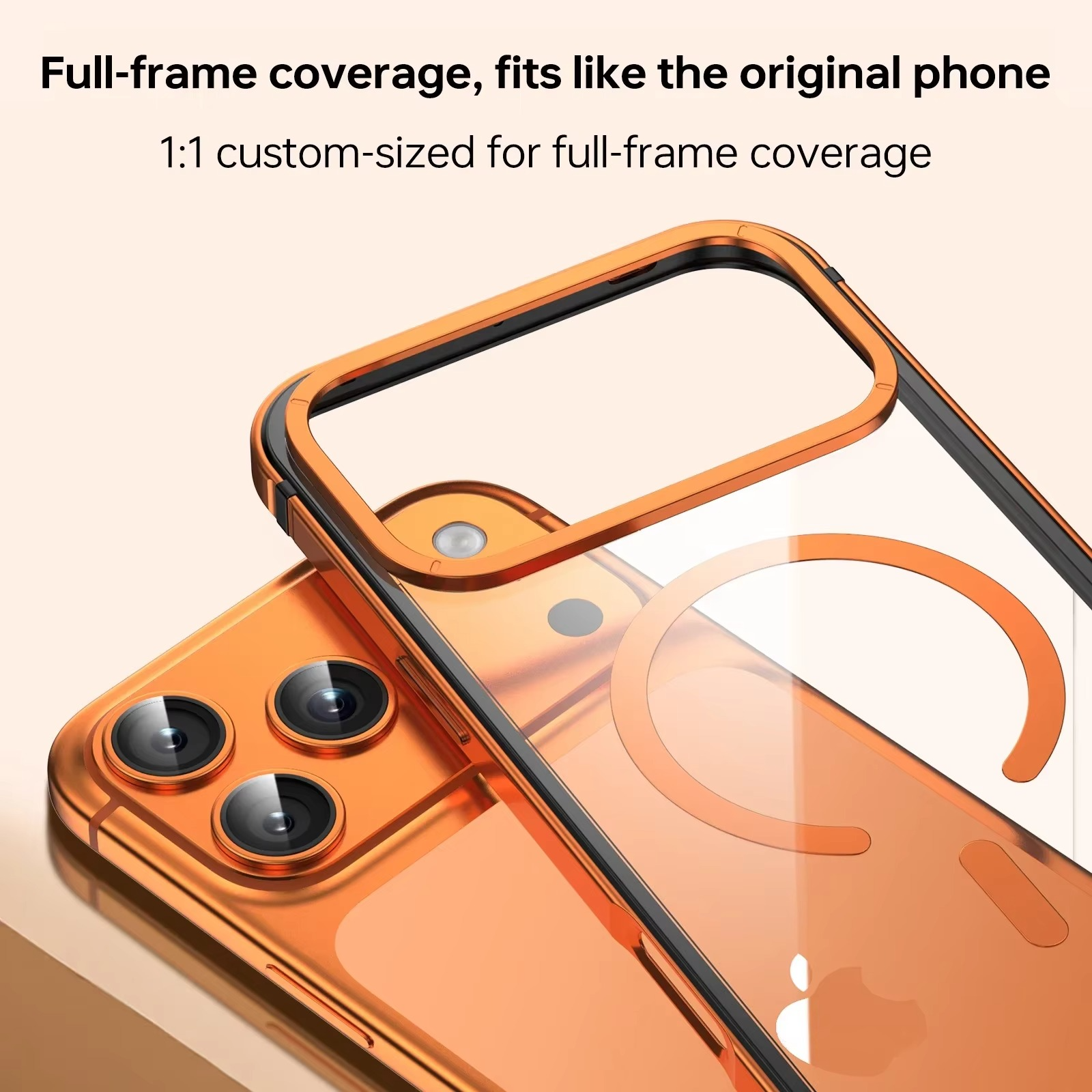 Premium Aluminum Alloy iPhone Case – MagSafe Compatible Magnetic Cover with Shockproof Frame, Transparent Back and Raised Camera Lens Protection