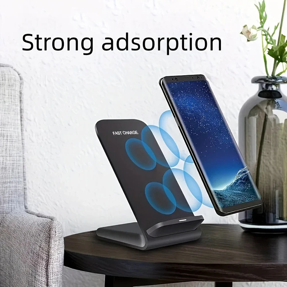 Premium 100W Wireless Charger Stand Fast Charging Station Pad for Apple iPhone, iOS, Android Smartphones – Type-C, Qi Dock, Dual Coil, Safety Features