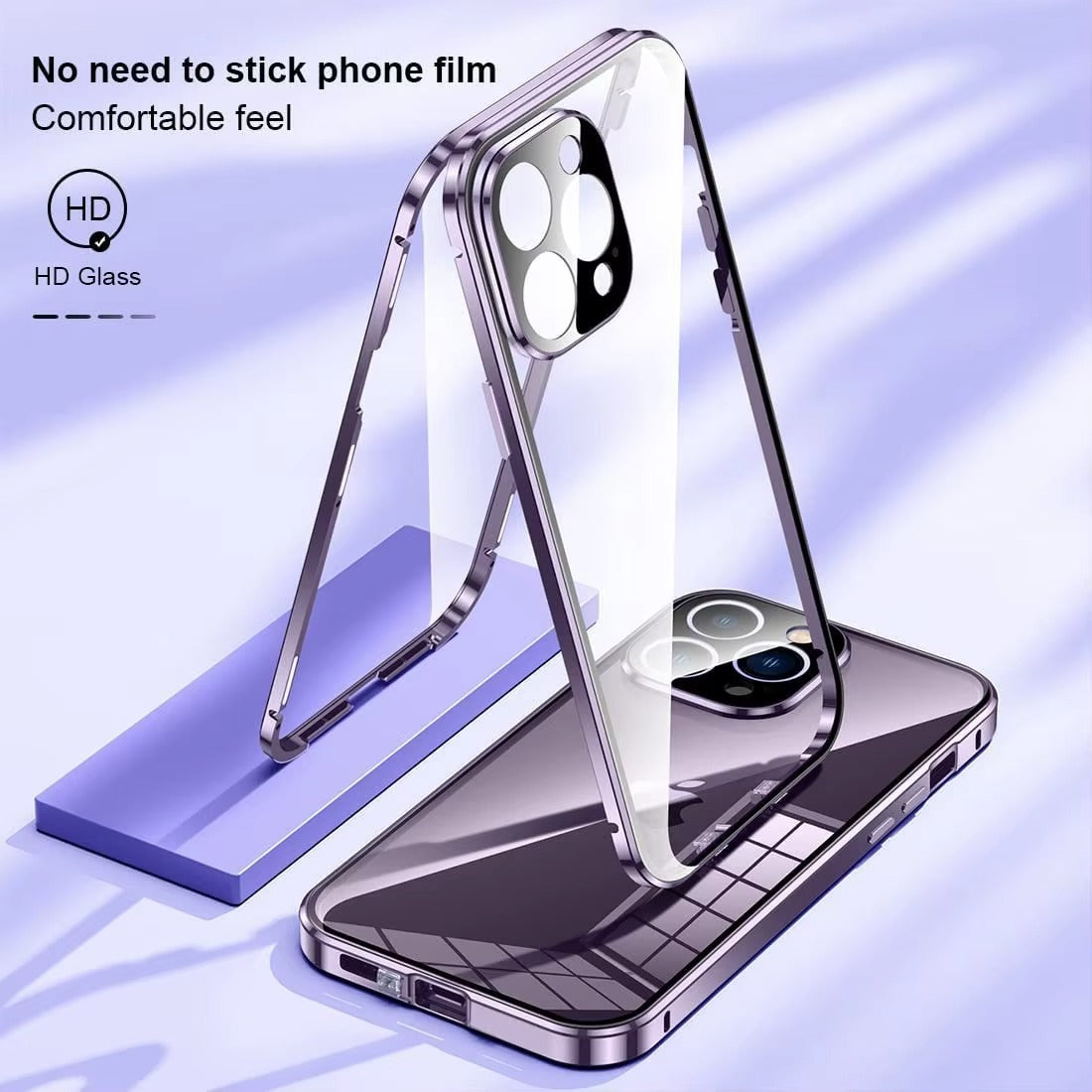 Premium Apple iPhone Case MagSafe Compatible, Camera Lens & Screen Protection, Cover with 360 Metal Glass Bumper