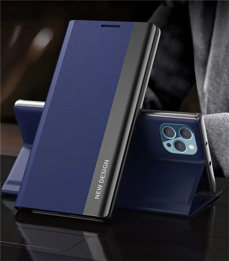 Luxury Apple iPhone Case, MagSafe Compatible, Camera Lens and Screen Protection, Ultra Thin, Shockproof, Magnetic, Full All Around Protection, Leather Flip Stand Cover