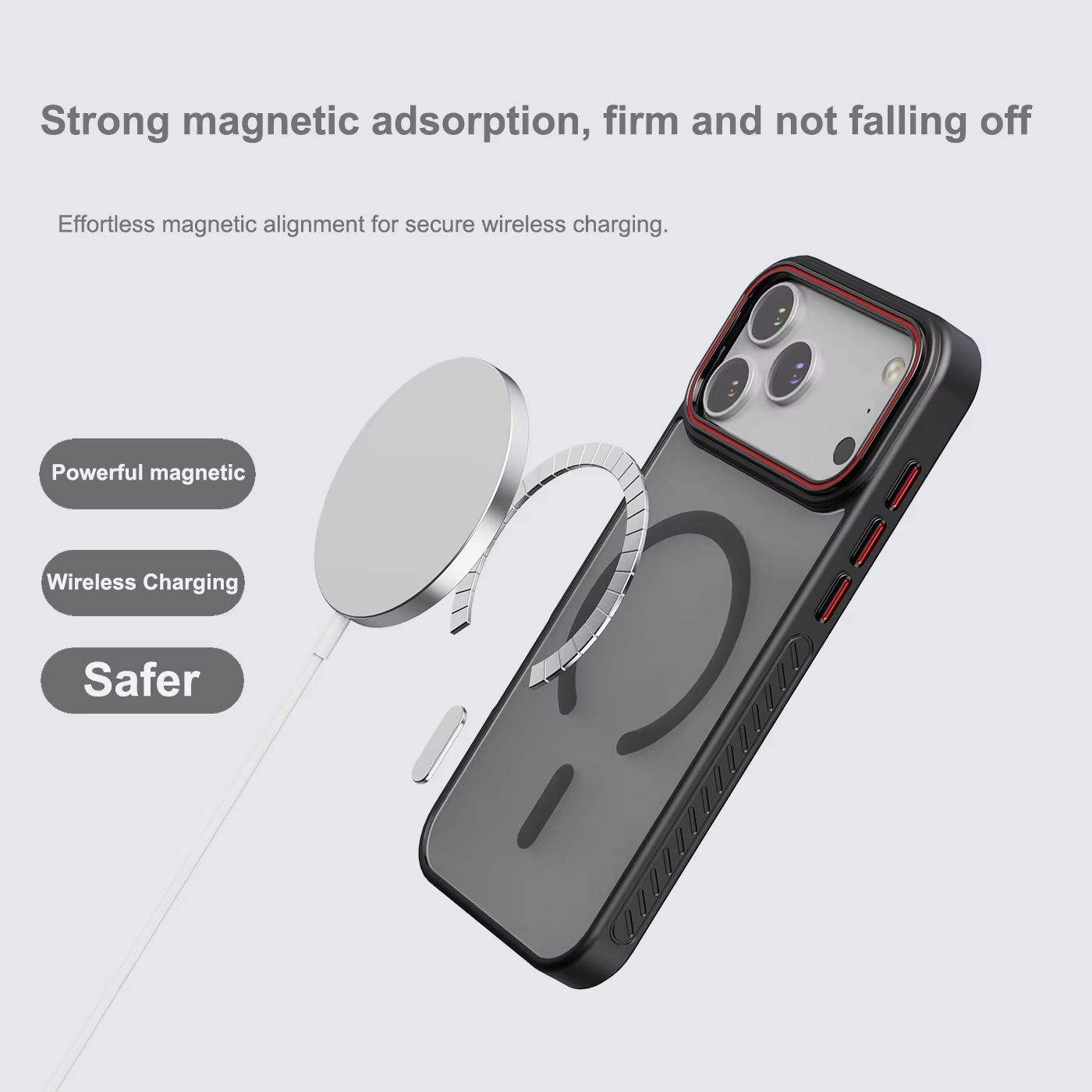 Luxury Transparent Matte iPhone Case – MagSafe Compatible Magnetic Protective Cover with Shockproof Frame and Raised Camera Lens Protector