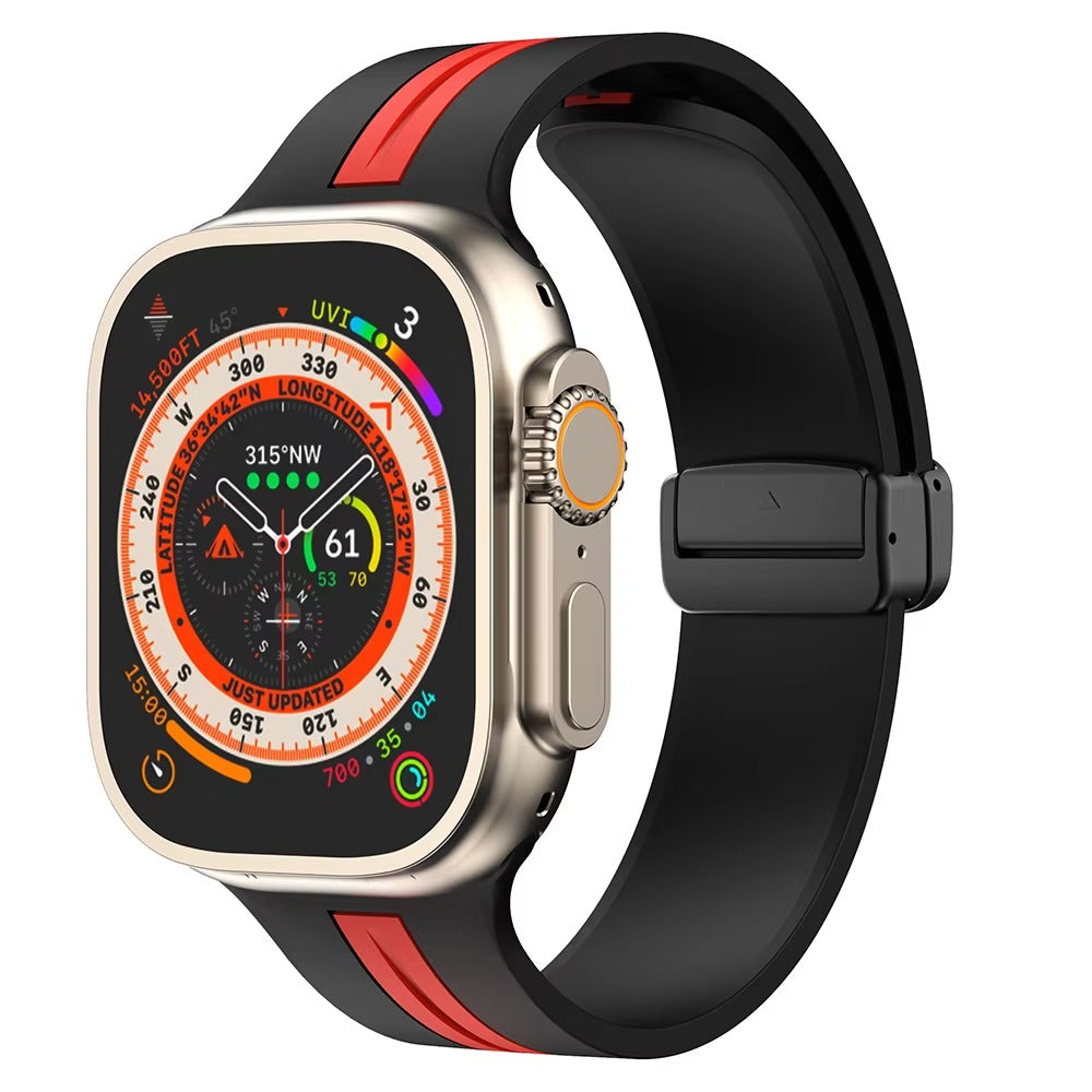 Magnetic Silicone Smartwatch Strap – Breathable Replacement Band with Snap Closure, Compatible with 38mm to 49mm Watches