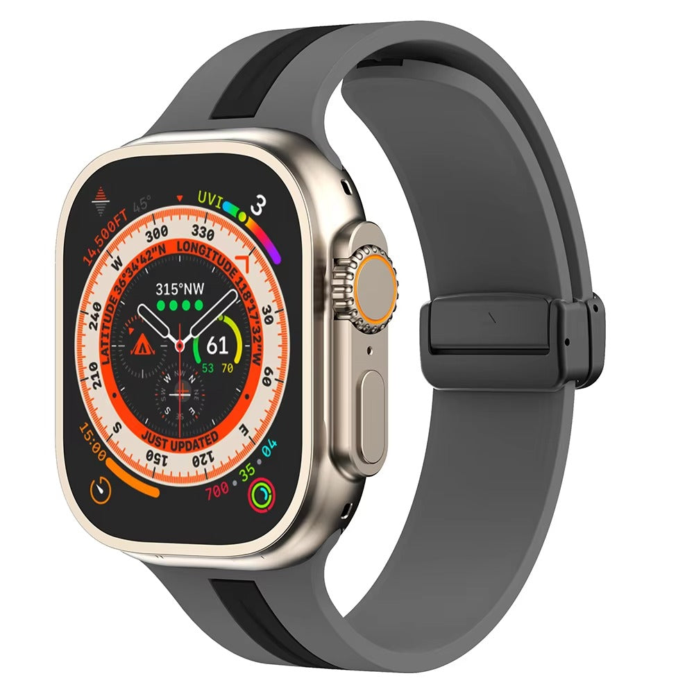 Magnetic Silicone Smartwatch Strap – Breathable Replacement Band with Snap Closure, Compatible with 38mm to 49mm Watches