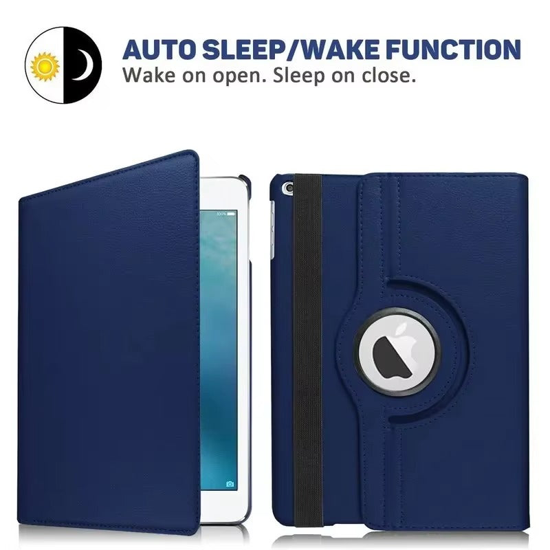 Premium 360° Rotating PU Leather iPad Case – Smart Cover with Auto Sleep/Wake, Shockproof Stand for 12.9" Pro & Air Tablets, Durable & Washable