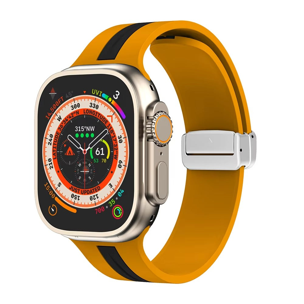 Magnetic Silicone Smartwatch Strap – Breathable Replacement Band with Snap Closure, Compatible with 38mm to 49mm Watches