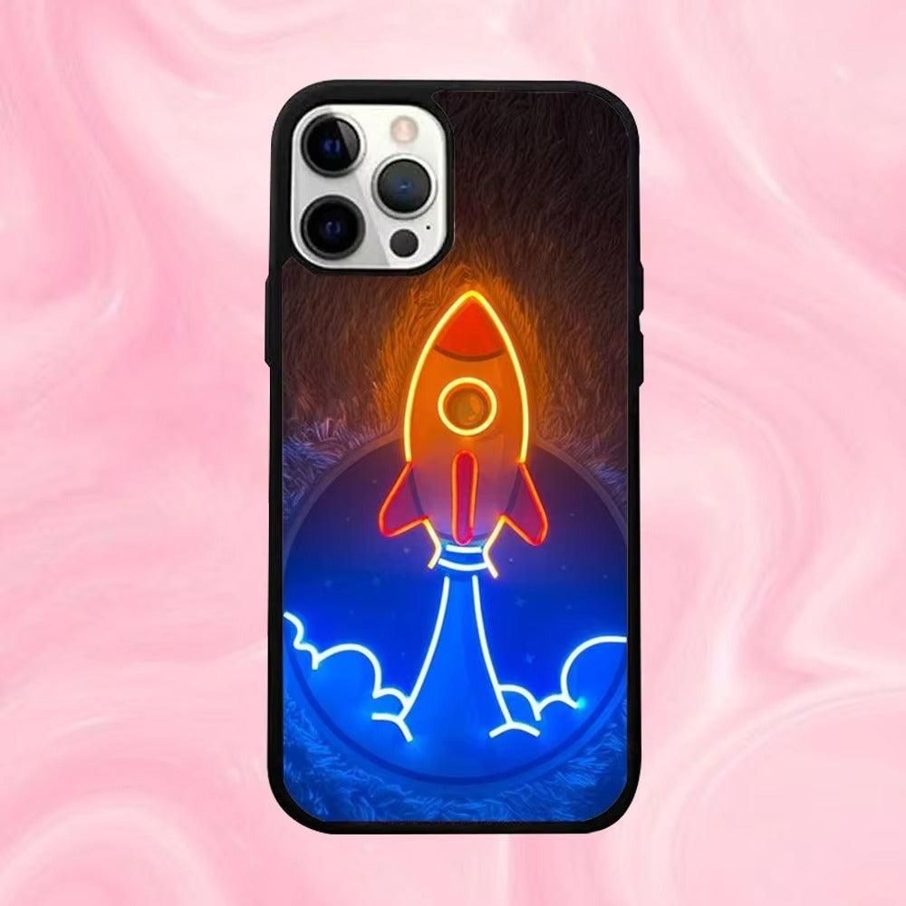 Premium Apple iPhone Case, MagSafe Compatible, Camera Lens and Screen Protection, Ultra Thin, Shockproof, Magnetic, Full All Around Protection, Neon Light Black Cover