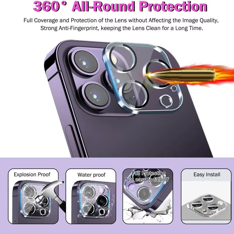 Premium Camera Lens Protector – 9H Tempered Glass Lens Cover with Scratch Resistance, Drop Protection, Ultra-Clear Transparency and Precision Camera Fit