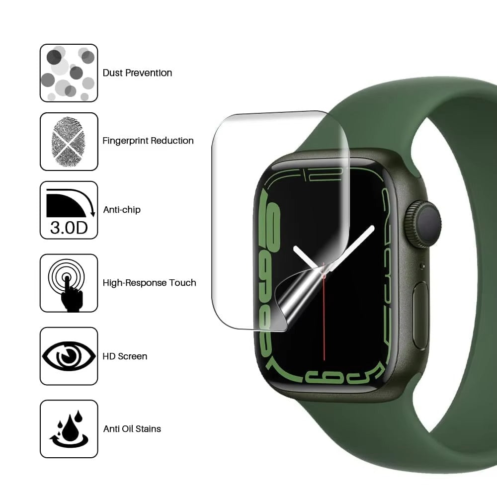 Ultra-Thin Hydrogel Screen Protector for Apple Watch – Edge-to-Edge Flexible Film, Anti-Scratch, Bubble-Free, HD Clarity, Water & Dust Resistant, Not Glass