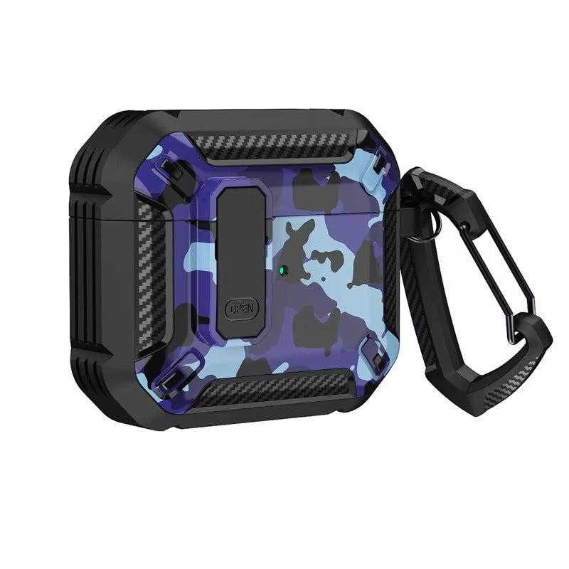 Premium Carbon Fiber AirPods Case Cover – Shockproof TPU Hard Shell with Secure Lock, Keychain, Wireless Charging Compatible for AirPods Pro 2, 3, 2, 1 & 4